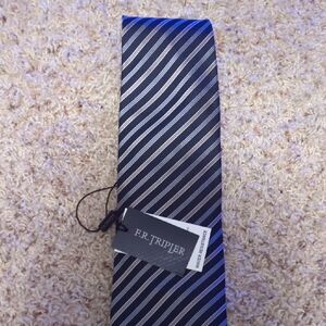 Navy and Silver Striped Men's Tie